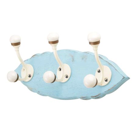 Turquoise Cream Double Loop Ceramic Iron Wooden Hooks